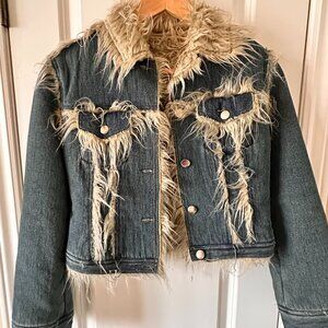 Vintage Guess Denim & Faux Fur Jacket